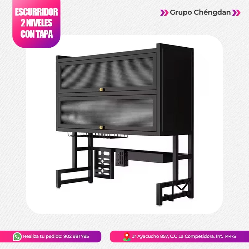 Escurridor de platos 2 niveles con tapa