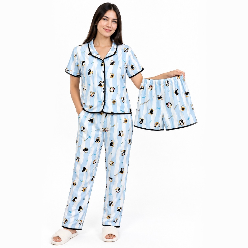 IMPORT JLM S.A.C. - Pijama 3 en 1 - Algodón Mojado - Modelo para Mujeres
