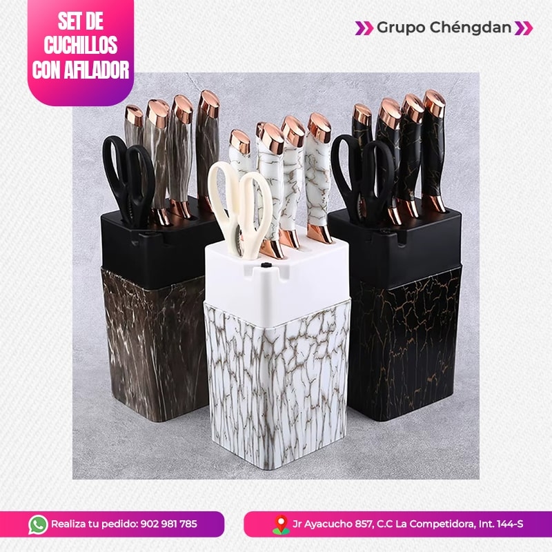 IMPORT JLM S.A.C. - SET DE CUCHILLOS DE 7 PCS CON AFILADOR