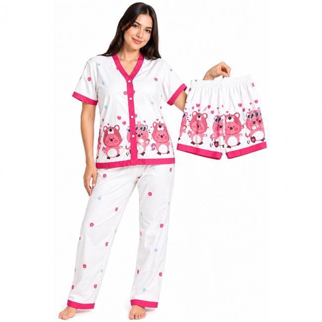 Pijama 3 en 1 - Algodón Mojado - Modelo para Mujeres