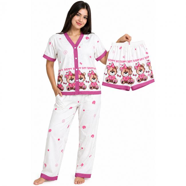 Pijama 3 en 1 - Algodón Mojado - Modelo para Mujeres