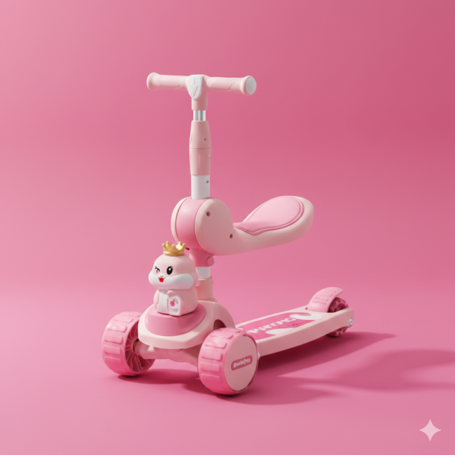 SCOOTER MODELO »ARDILLA CORONA« MUSICAL Y LUCES